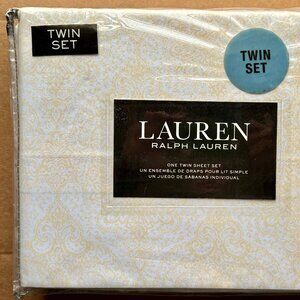 Ralph Lauren Twin Size YELLOW FLORAL Cotton Sheet Set  100% crisp percale cotton
